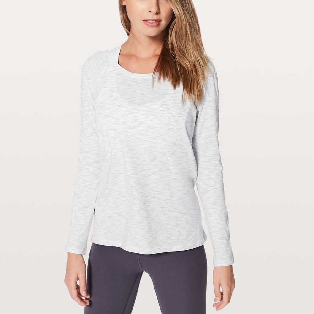 Lululemon tee performance ‘Emerald’ Long Sleeve Workout Shirt Space Dye heather